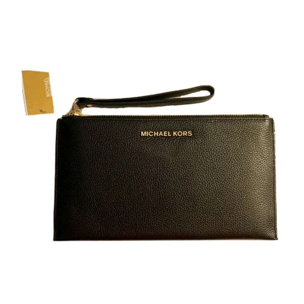 NWT MICHAEL KORS JET SET LARGE ZIP CLUTCH WRISTLET